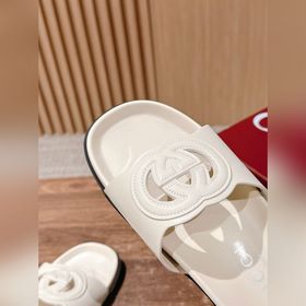 Новые пляжные тапочки Gucci с липучкой, тапочки с кожаной поверхн