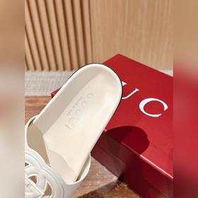 Новые пляжные тапочки Gucci с липучкой, тапочки с кожаной поверхн