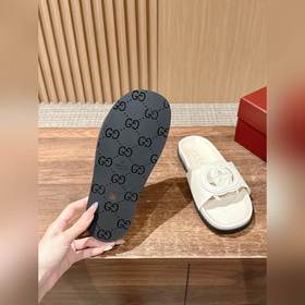 Новые пляжные тапочки Gucci с липучкой, тапочки с кожаной поверхн