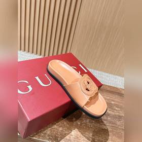 Новые пляжные тапочки Gucci с липучкой, тапочки с кожаной поверхн