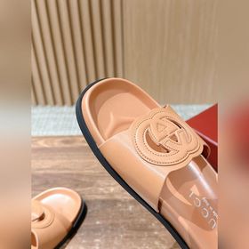 Новые пляжные тапочки Gucci с липучкой, тапочки с кожаной поверхн