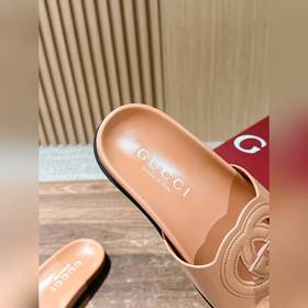 Новые пляжные тапочки Gucci с липучкой, тапочки с кожаной поверхн