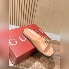 Новые пляжные тапочки Gucci с липучкой, тапочки с кожаной поверхн