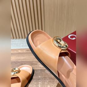 Новые пляжные тапочки Gucci с липучкой, тапочки с кожаной поверхн