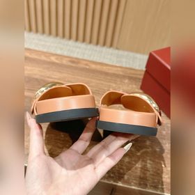 Новые пляжные тапочки Gucci с липучкой, тапочки с кожаной поверхн