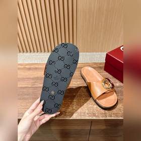 Новые пляжные тапочки Gucci с липучкой, тапочки с кожаной поверхн