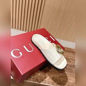 Новые пляжные тапочки Gucci с липучкой, тапочки с кожаной поверхн