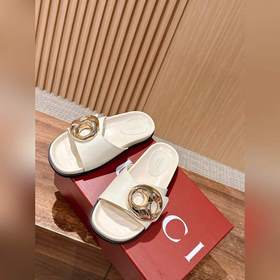 Новые пляжные тапочки Gucci с липучкой, тапочки с кожаной поверхн