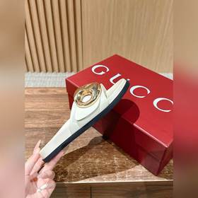 Новые пляжные тапочки Gucci с липучкой, тапочки с кожаной поверхн