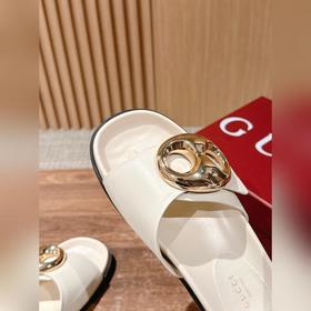 Новые пляжные тапочки Gucci с липучкой, тапочки с кожаной поверхн