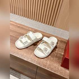 Новые пляжные тапочки Gucci с липучкой, тапочки с кожаной поверхн