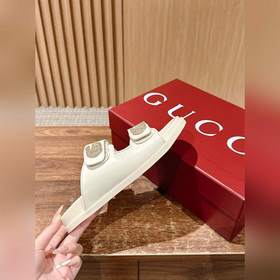 Новые пляжные тапочки Gucci с липучкой, тапочки с кожаной поверхн