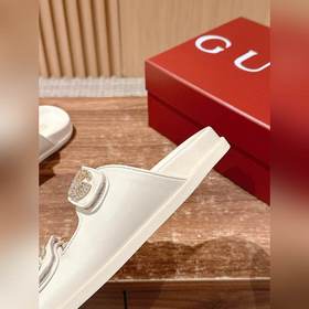 Новые пляжные тапочки Gucci с липучкой, тапочки с кожаной поверхн