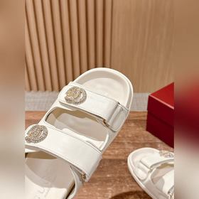 Новые пляжные тапочки Gucci с липучкой, тапочки с кожаной поверхн