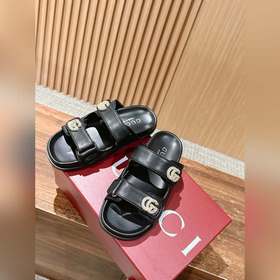 Новые пляжные тапочки Gucci с липучкой, тапочки с кожаной поверхн