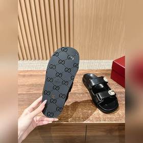 Новые пляжные тапочки Gucci с липучкой, тапочки с кожаной поверхн