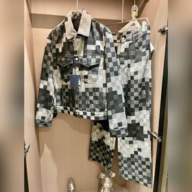 Джинсовый комплект LV, классический шахматный узор в новом модном