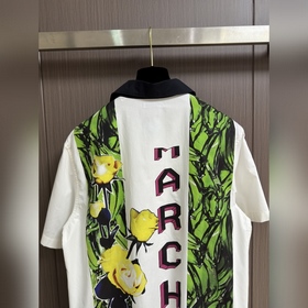 Новая хлопковая рубашка Prada 2025ss с принтом Timecapsule. Яркий