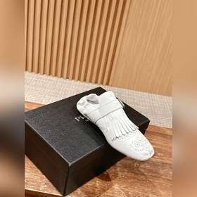 Prada Подиумная модель ретро туфли с бахромой, с ремешком и полуо
