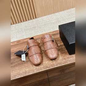 Prada Подиумная модель ретро туфли с бахромой, с ремешком и полуо