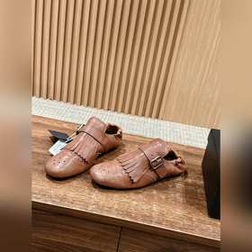 Prada Подиумная модель ретро туфли с бахромой, с ремешком и полуо