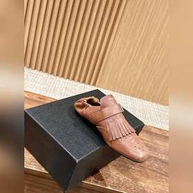 Prada Подиумная модель ретро туфли с бахромой, с ремешком и полуо