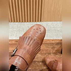 Prada Подиумная модель ретро туфли с бахромой, с ремешком и полуо
