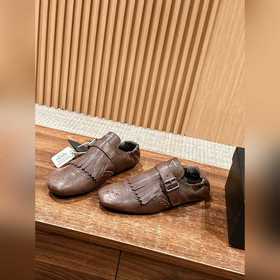 Prada Подиумная модель ретро туфли с бахромой, с ремешком и полуо