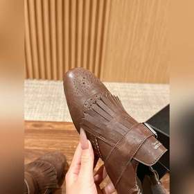 Prada Подиумная модель ретро туфли с бахромой, с ремешком и полуо