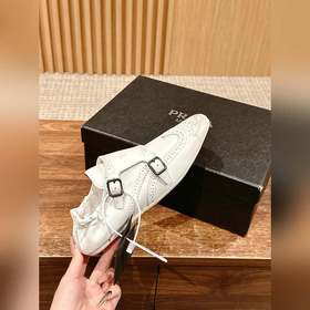 Prada Подиумная модель ретро туфли с бахромой, с ремешком и полуо