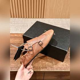 Prada Подиумная модель ретро туфли с бахромой, с ремешком и полуо