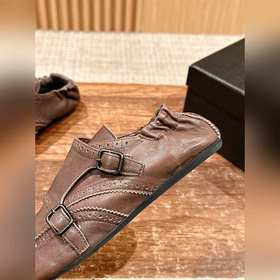 Prada Подиумная модель ретро туфли с бахромой, с ремешком и полуо