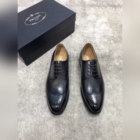Prada мужские кожаные туфли, верх из импортной кожи, открытый мыс