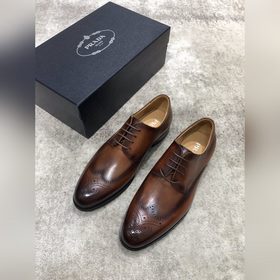 Prada мужские кожаные туфли, верх из импортной кожи, открытый мыс
