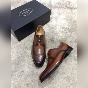 Prada мужские кожаные туфли, верх из импортной кожи, открытый мыс