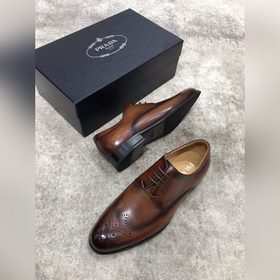 Prada мужские кожаные туфли, верх из импортной кожи, открытый мыс