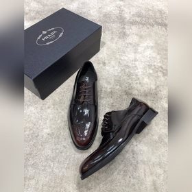 Prada мужские кожаные туфли, верх из импортной кожи, открытый мыс