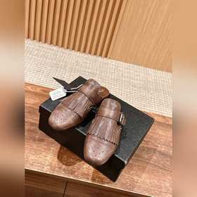 Prada Подиумная модель ретро туфли с бахромой, с ремешком и полуо