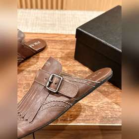 Prada Подиумная модель ретро туфли с бахромой, с ремешком и полуо