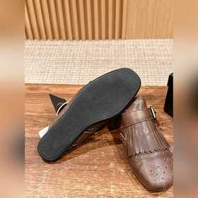 Prada Подиумная модель ретро туфли с бахромой, с ремешком и полуо