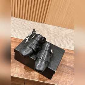 Prada Подиумная модель ретро туфли с бахромой, с ремешком и полуо