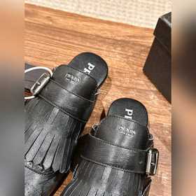Prada Подиумная модель ретро туфли с бахромой, с ремешком и полуо