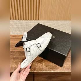Prada Подиумная модель ретро туфли с бахромой, с ремешком и полуо