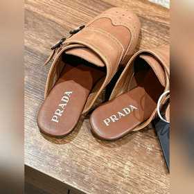 Prada Подиумная модель ретро туфли с бахромой, с ремешком и полуо