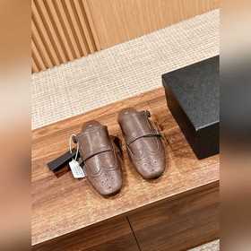 Prada Подиумная модель ретро туфли с бахромой, с ремешком и полуо