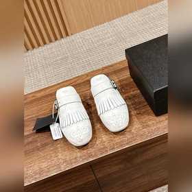 Prada Подиумная модель ретро туфли с бахромой, с ремешком и полуо