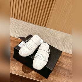 Prada Подиумная модель ретро туфли с бахромой, с ремешком и полуо