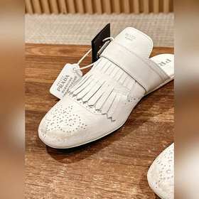 Prada Подиумная модель ретро туфли с бахромой, с ремешком и полуо