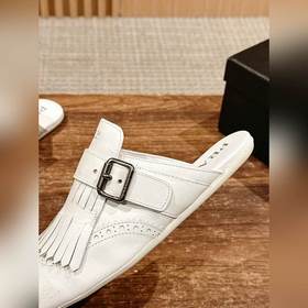 Prada Подиумная модель ретро туфли с бахромой, с ремешком и полуо