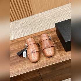 Prada Подиумная модель ретро туфли с бахромой, с ремешком и полуо